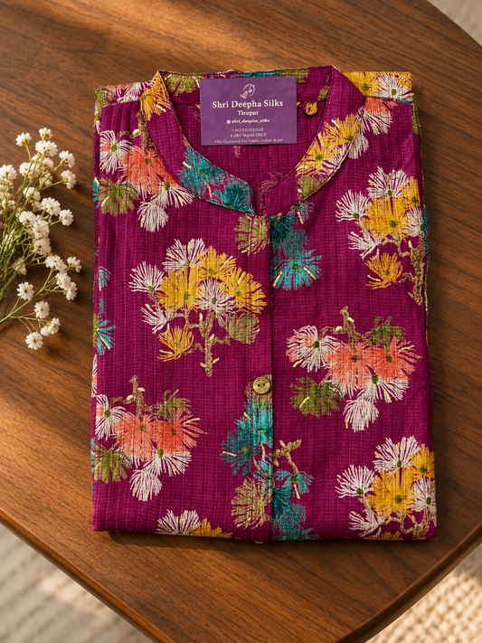 Vatican Silk Collar Neck Aline Kurti - JVAK02