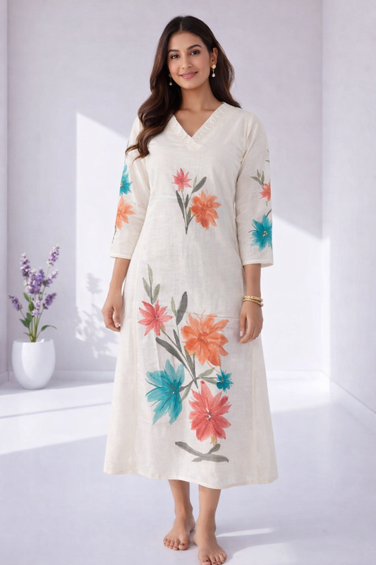 Khadi Cotton Aline Kurti - ALKT95