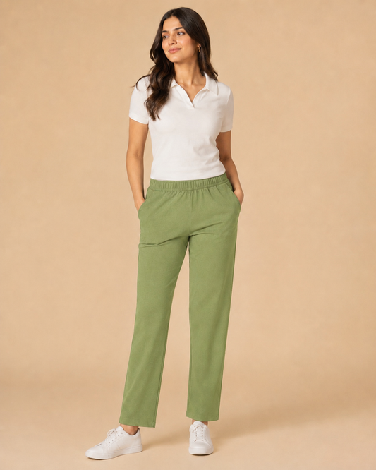 Stretchable Straight Pant With Pocket