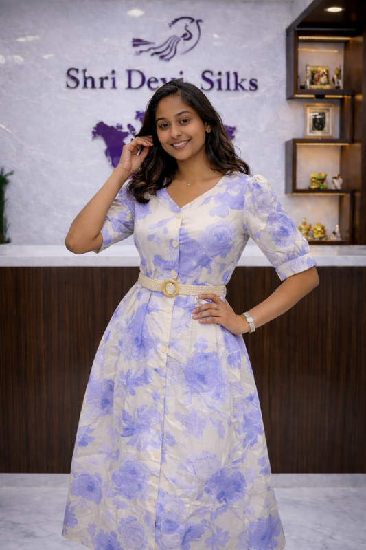 Cream and Lavander Western Midi - WNMD43