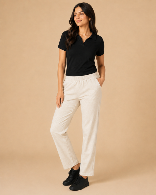 Stretchable Straight Pant With Pocket