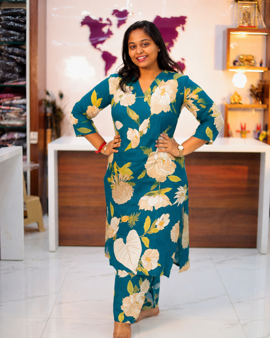 Spun Cotton V Neck Trendy Co Ord Set - RYCS16