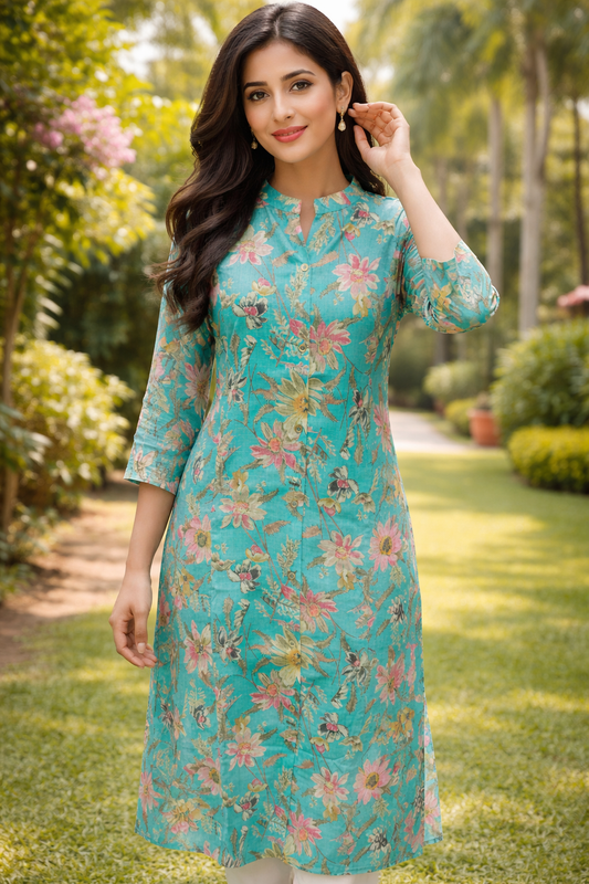 Spun Cotton Aline Kurti - ALKT15