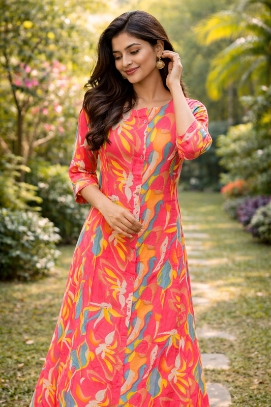 Spun Cotton Aline Kurti - ALKT17