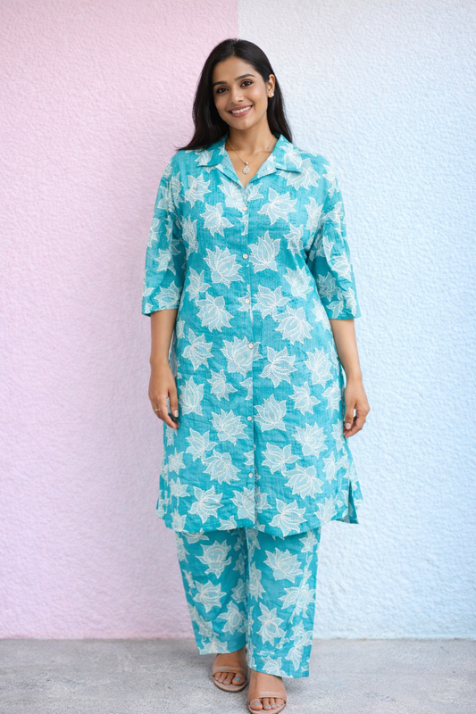 Aline Collar Neck Vatican Silk Co Ord Set - ACCS10