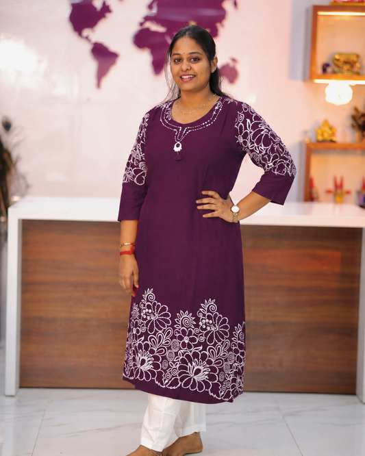 Plum Blossom Moonflower Kurti - SAKT04