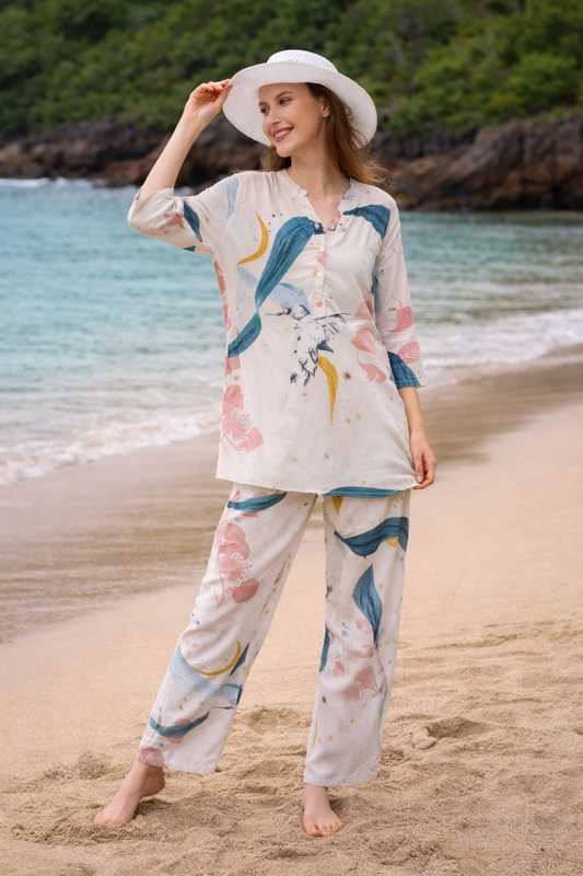 Trendy Vacation White Beach Short Co Ord Set - TVSC31