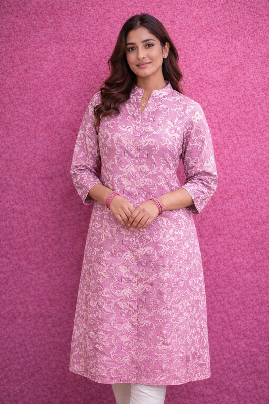 Spun Cotton Lilac Aline Kurti - ALKT52