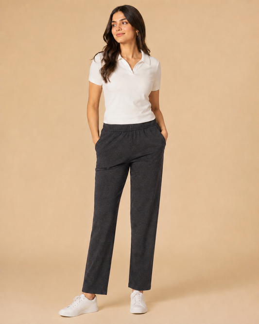 Stretchable Straight Pant With Pocket