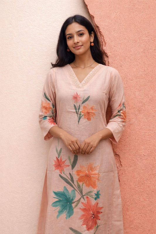 Khadi Cotton Aline Kurti - ALKT91