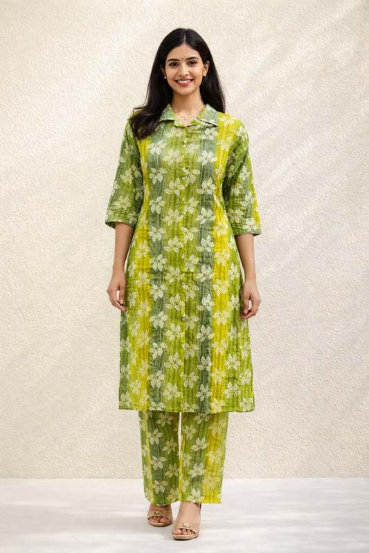 Aline Collar Neck Vatican Silk Co Ord Set - ACCS18