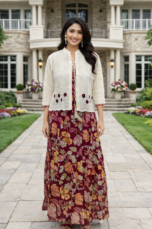 Overcoat Chikankari Midi - OCMD06