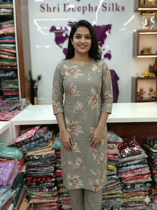 Office Wear Spun Cotton 2 Pcs Salwar Set - OW2S02