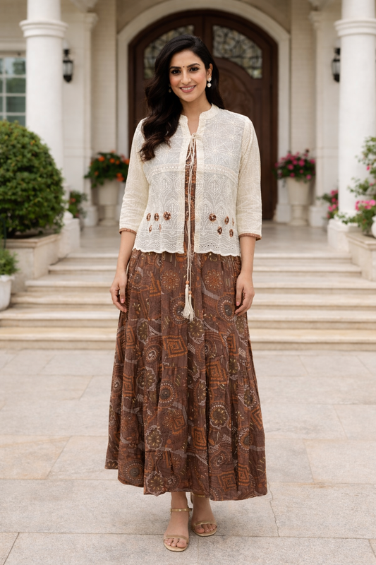 Overcoat Chikankari Midi - OCMD05