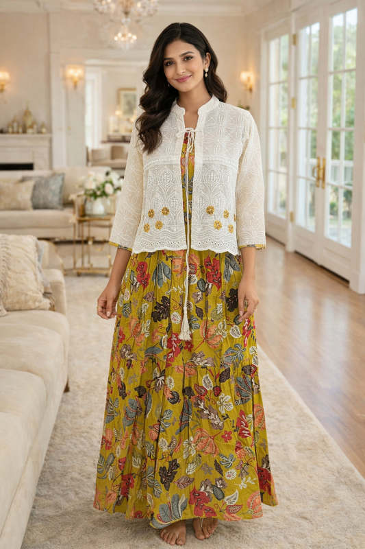 Overcoat Chikankari Midi - OCMD04