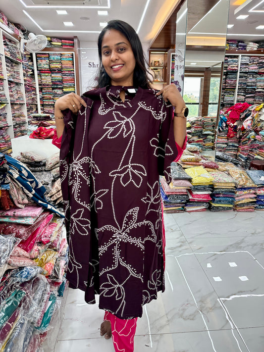 Co Ord Set Wine Floral Dots
