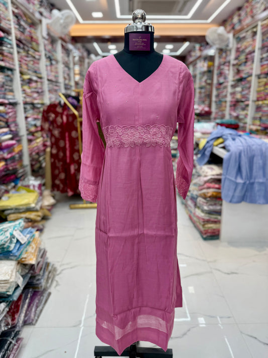 Chanderi Silk Aline Kurti - ALKT98