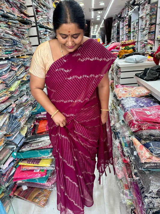 Daily Wear Light weight saree Wine - M007