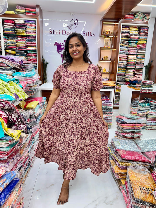 Jaipur Cotton Midi dress Wine