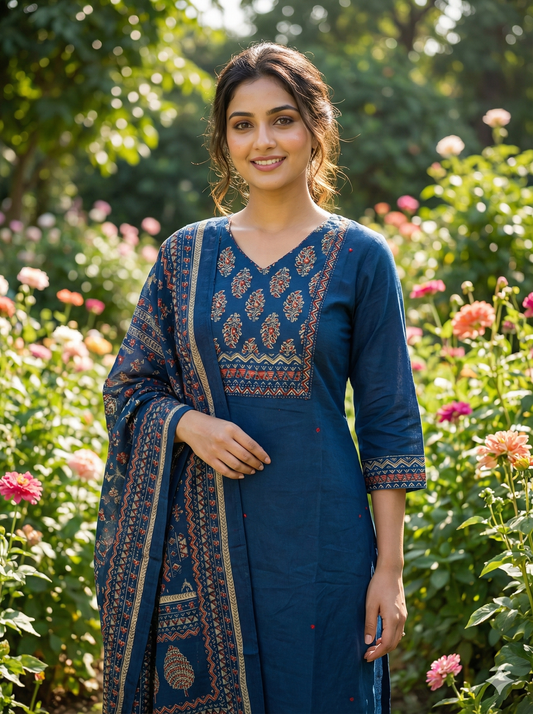 Pure Cotton 3 Pcs Salwar Set - PCS23