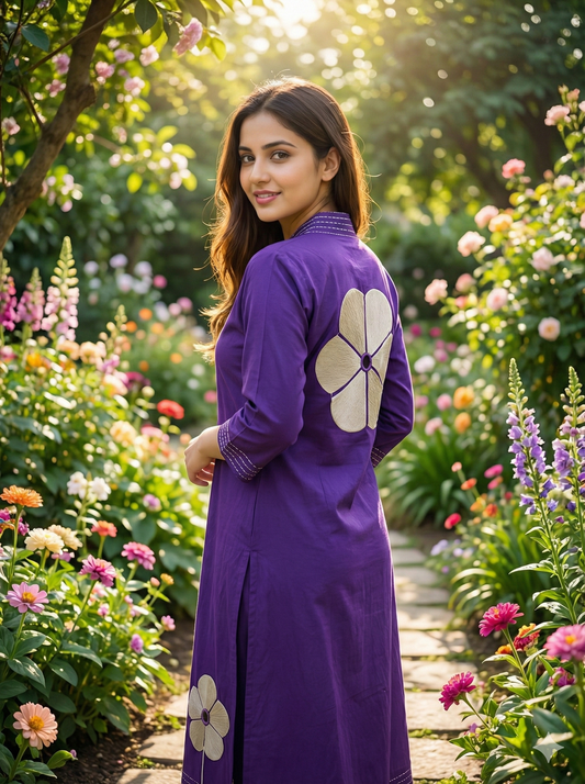 Petal Drop Mirror Work Plain Co Ord Set - PCOS01