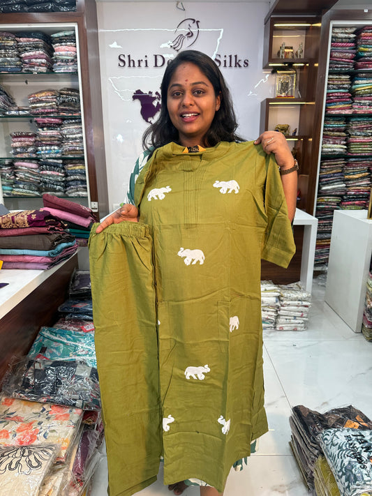 Classic Elephant Green Co Ord Set - CECS04