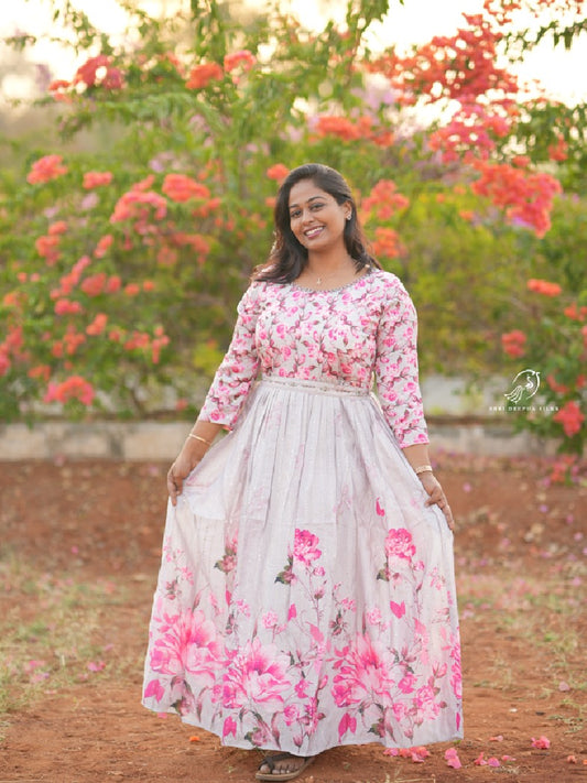 Floral Grey Sequin Maxi