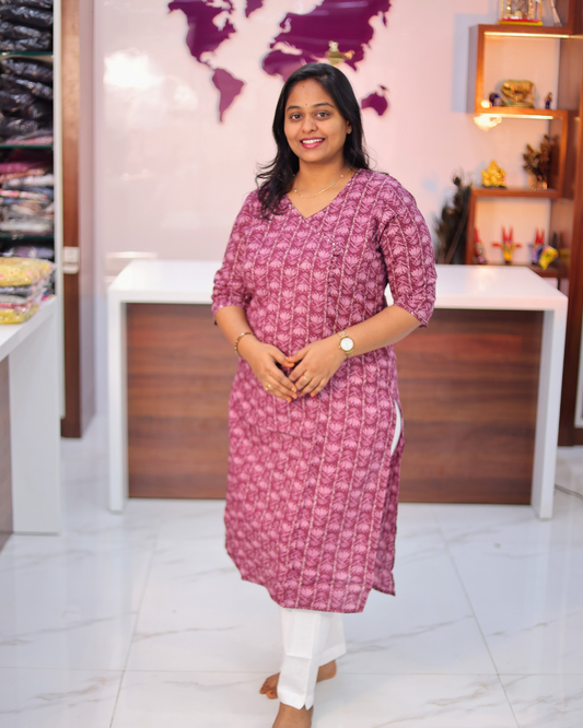 Jaipur Cotton Pale Pink Straight Cut Kurti - CPSK10