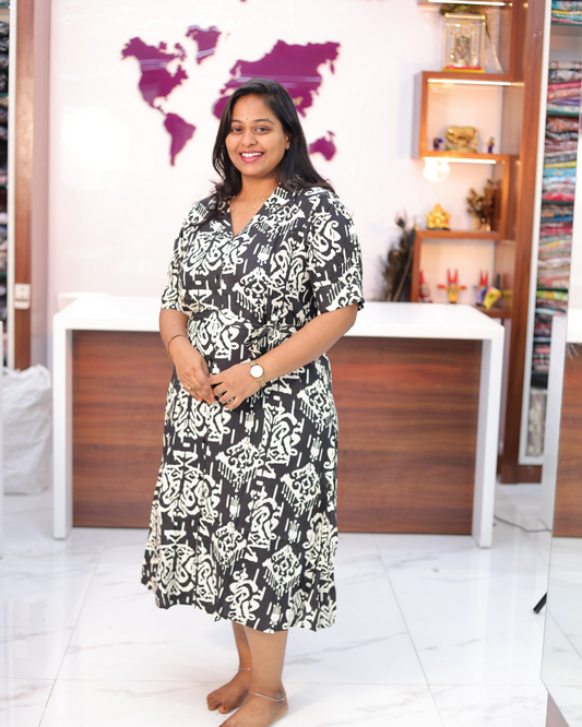 Budget Friendly Plus Size Collar Neck Aline Kurti With Belt - PSAK28