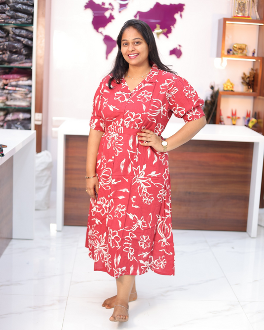 Budget Friendly Plus Size Collar Neck Aline Kurti With Belt - PSAK29