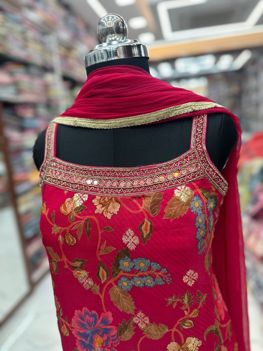 Premium Party Wear Pure Silk Embroidery 3 Pcs Salwar Set