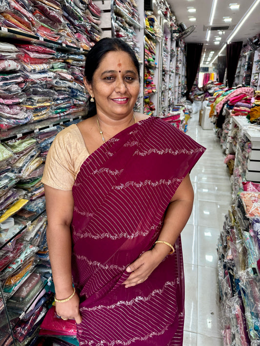 Daily Wear Light weight saree Wine - M007