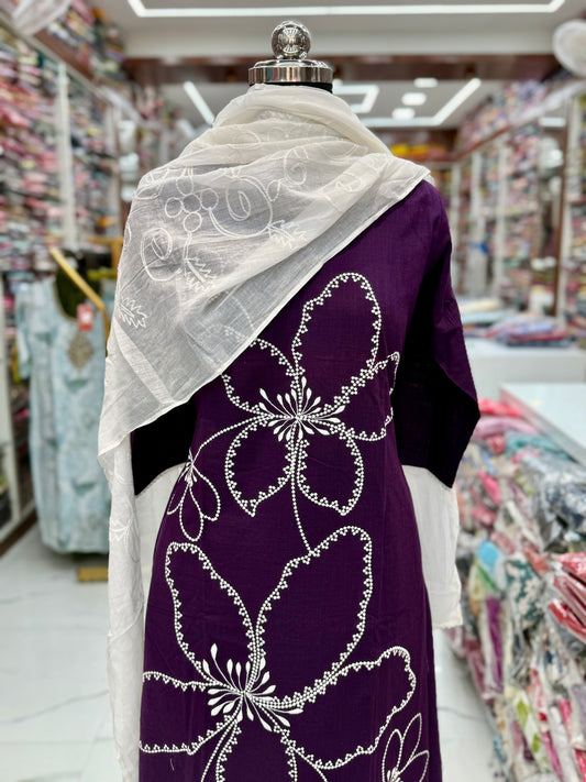 Premium Khadi Cotton 3 Pcs Salwar Set - PKSS04