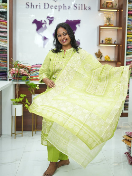 Lush Green Tissue Silk premium 3 pcs Salwar set