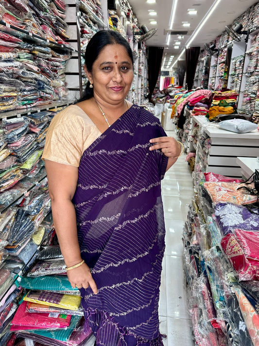 Daily Wear Light weight saree purple - M008