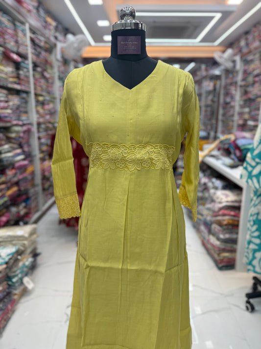 Chanderi Silk Aline Kurti - ALKT99