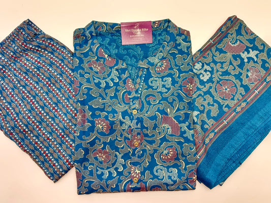 Office Wear Spun Cotton 3 Pcs Salwar Set