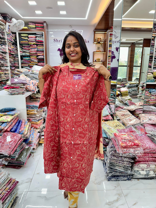 Co Ord Set Brick Red with Dupatta