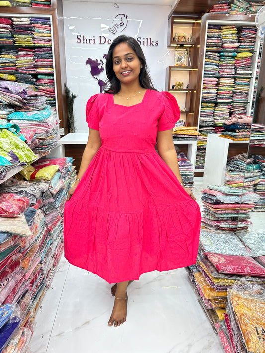 Wrinkle Puff Midi Pink