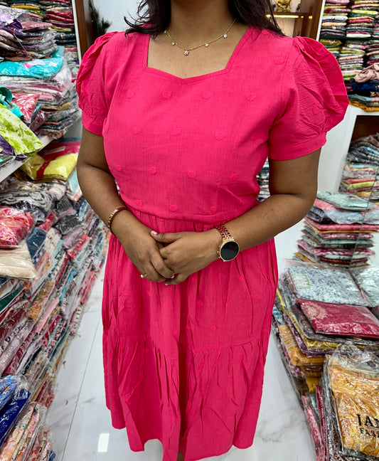 Wrinkle Puff Midi Pink