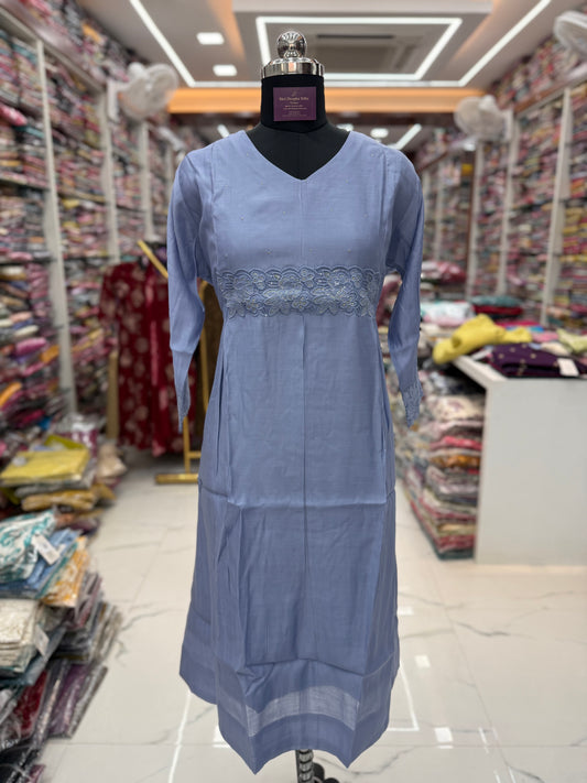 Chanderi Silk Aline Kurti - ALKT97