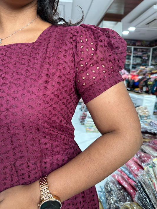 Hakoba Puff Midi - Maroon