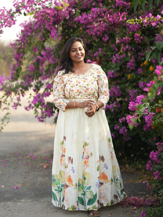 Floral Lime White Premium Maxi