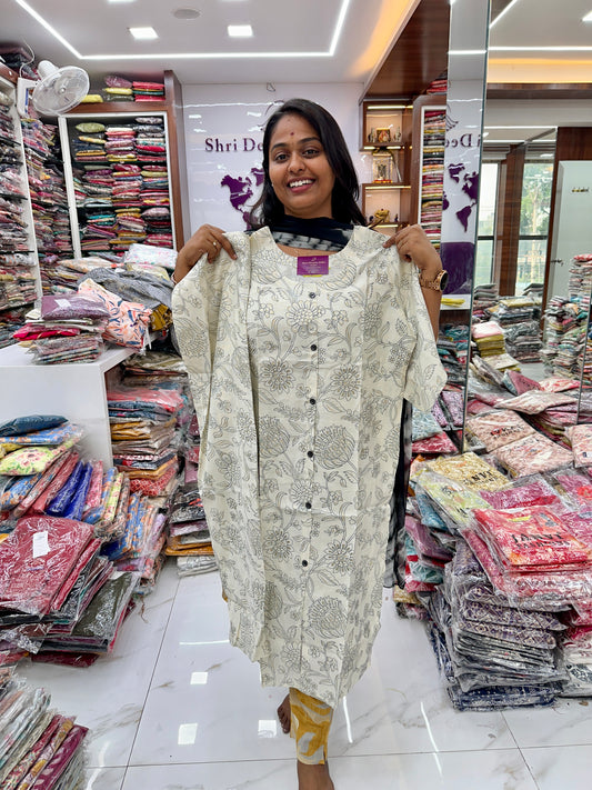 Co Ord Set White Floral print with Dupatta