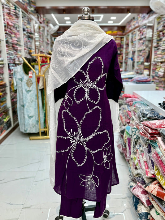 Premium Khadi Cotton 3 Pcs Salwar Set - PKSS04