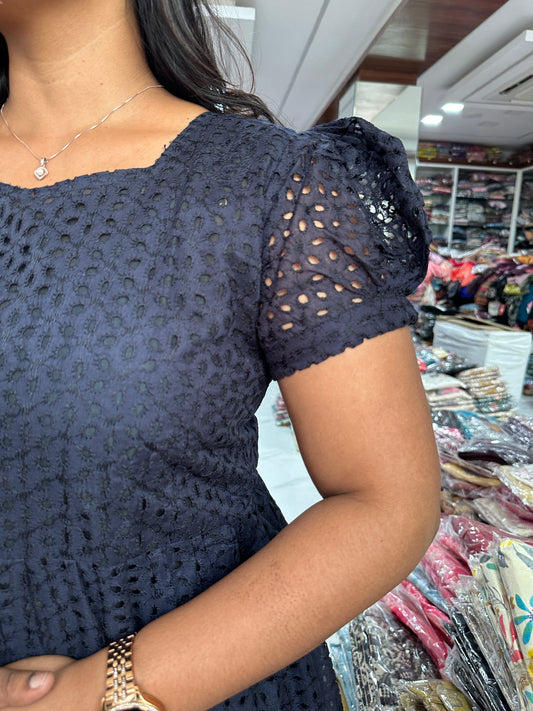 Hakoba Puff Midi - Navy Blue