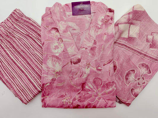 Office Wear Spun Cotton 3 Pcs Salwar Set