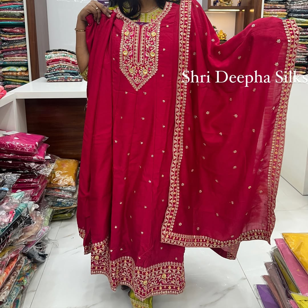Premium Anarkali Silk Salwar Set – Shri Deepha Silks