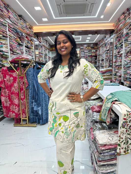 Cream Pastel Short Co Ord Set Green - SCJV02