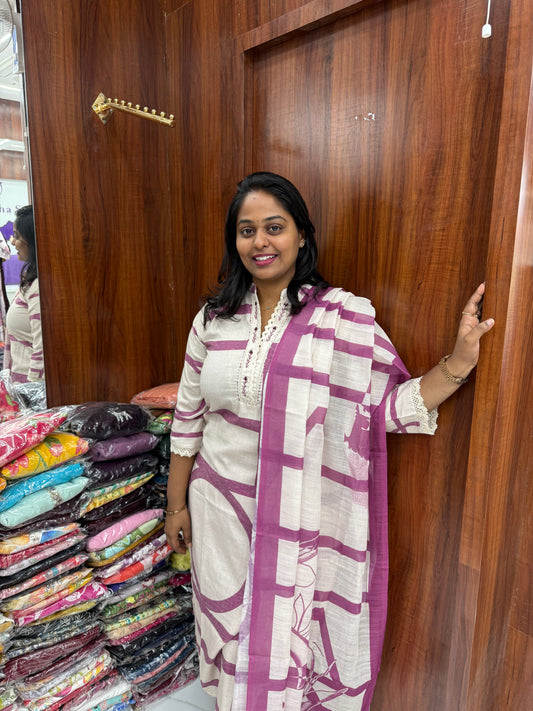 Premium Khadi Cotton 3 Pcs Salwar Set - PKSS01